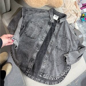 Gray Denim Button-Up Shirt
